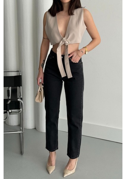 Tommytom Zaha Dores Yüksek Bel Siyah Mam Jean Pant. 2025