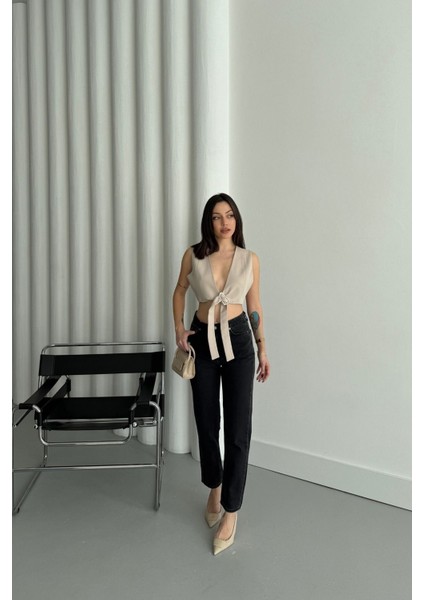 Tommytom Zaha Dores Yüksek Bel Siyah Mam Jean Pant. 2025 fiyatları