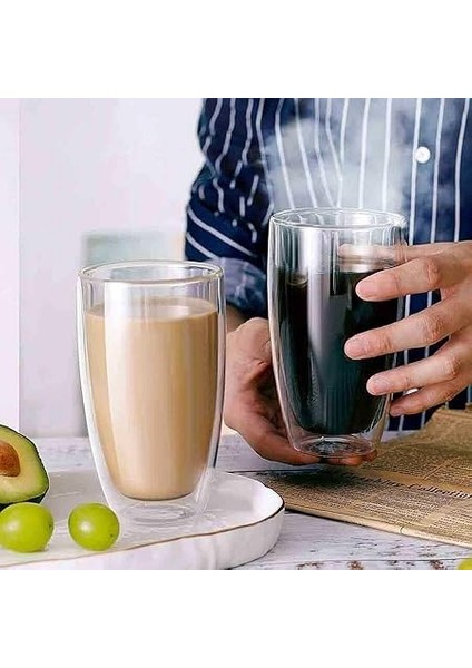 Home 2 Adet Çift Cidarlı Iki Katmanlı Borosilikat Cam Bardak, Yalıtımlı Cappuccino Latte Kahve Kupası, Şık ve Dayanıklı Tasarım, Isıya Dayanıklı,termisil Kupa (250 Ml) modelleri