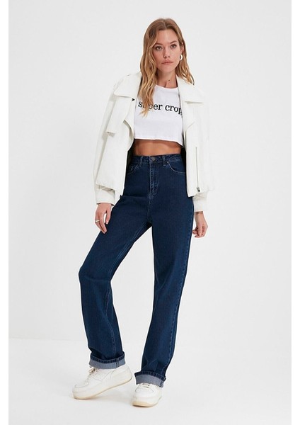 Bestie Salaş Yüksek Bel Bol Paça Denim Pant. Lacivert