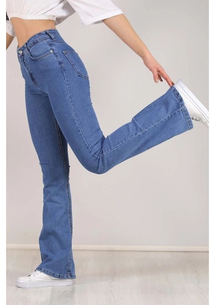 jean Bestie Ispanyol Yüksek Bel Denim Jean Likralı Pantolon