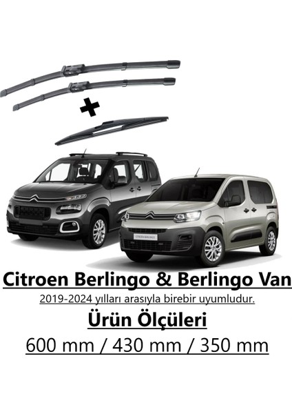 Citroen Berlingo & Berlingo Van 2019-2024 Ön ve Arka Silecek Takımı