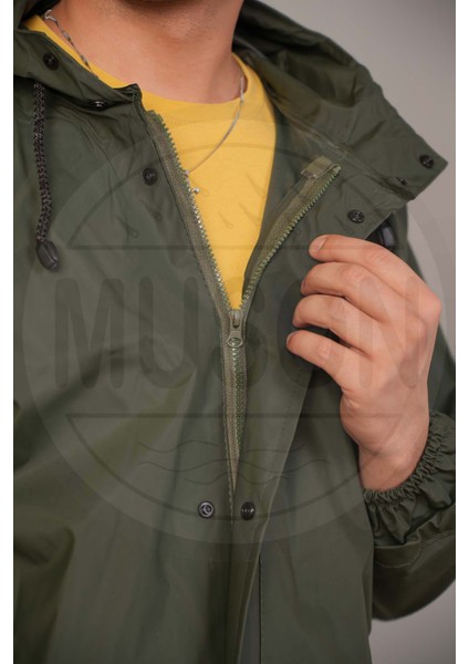 Fermuarlı Motorcu Yağmurluk Takımı Ceket ve Pantolon Su Geçirmez Rüzgar Dayanıklı Yeni Nesil Yaka