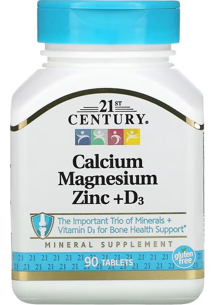 Calcium (Kalsiyum) Magnesium (Magnezyum) Zinc + D3 Vitamin 90 Tablets
