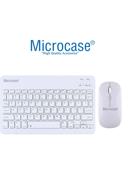 Huawei Matepad 11.5 2025 Için Macbook Çantası+Türkçe Bluetooth Klavye+Mouse+Tablet Standı Beyaz AL5164