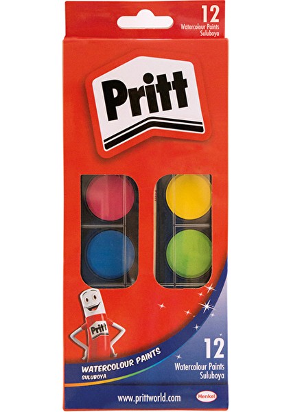 4 Adet Pritt Büyük Suluboya 12'li