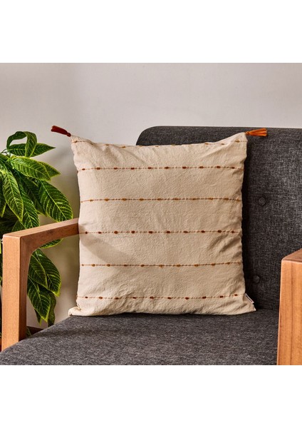 Soft Ipliği Boyalı Kırlent Kılıfı - Ekru / Hardal - 45X45 cm