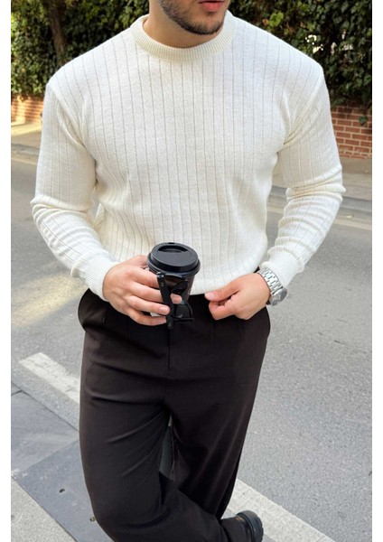 Fella Erkek Fitilli Triko Bisiklet Yaka Regular Fit Kazak