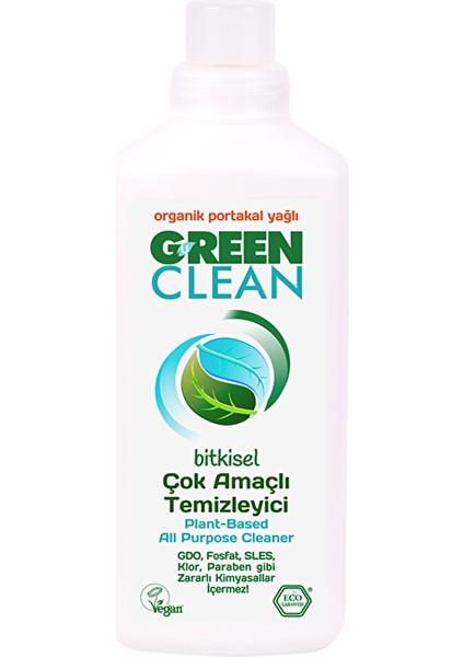 2 Adet Green Clean Bitkisel Çok Amaçlı Temizleyici 1000 ml