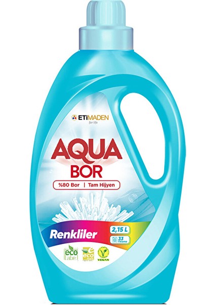 2 Adet Boron Aquabor Sıvı Çamaşır Deterjanı Renkliler 33 Yıkama 2150 ml
