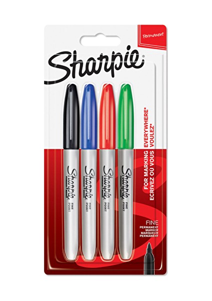 3 Adet Sharpie Fine Permanent Markör Kalem Standart Renkler 3+1 Paket