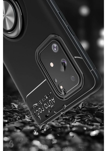 Samsung Galaxy A91 / S10 Lite Kılıf Range Yüzüklü Silikon - Siyah-Gold (K95) indirimleri