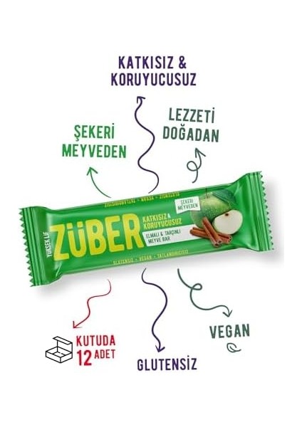 Züber Elmalı, Tarçınlı Meyveli Bar, 40G x 12 Adet fiyatları