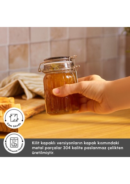 Storica Kilit Kapaklı Cam Kavanoz 230 ml modelleri