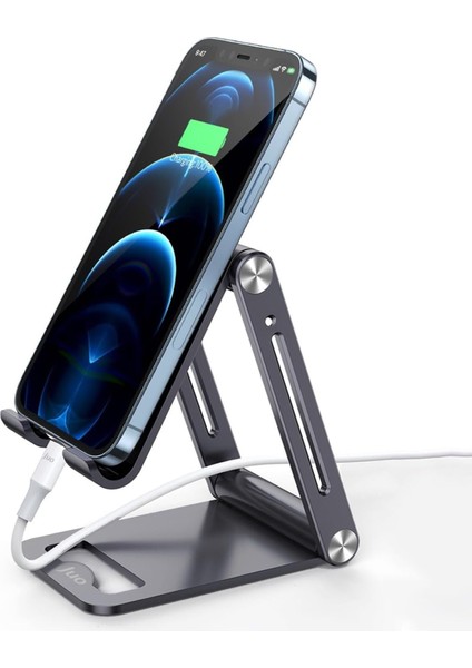 Katlanabilir Metal Masaüstü Telefon Tutucu Uzay Grisi