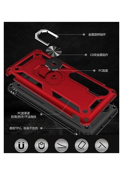 Galaxy A30 Uyumlu Kılıf Tank Yüzüklü Silikon Kapak - Siyah modelleri