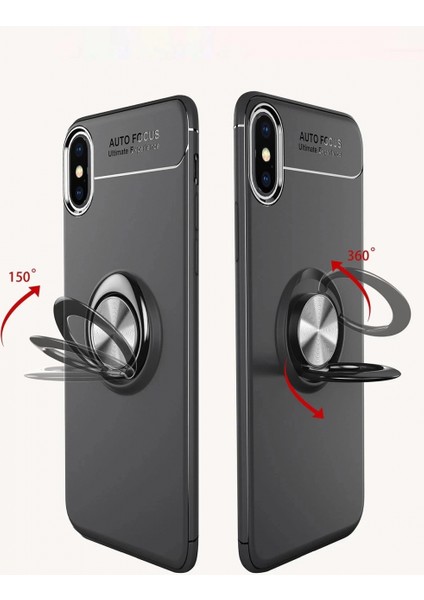 iPhone Xs Kılıf Range Yüzüklü Silikon - Kırmızı (K95) fırsatları