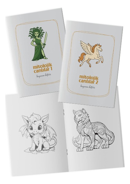 Mitolojik Canlılar Boyama Kitabı 2'li Set