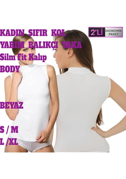 Kadın Dikişsiz Sıfır Kol Boğazlı Balıkçı Yaka T-Shirt Body Atlet 2 Adet Siyah Beyaz Renkli fırsatları