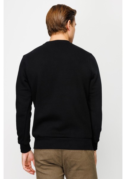 Erkek Siyah Bisiklet Yaka Sweatshirt modelleri