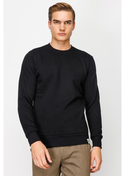 Erkek Siyah Bisiklet Yaka Sweatshirt indirimleri