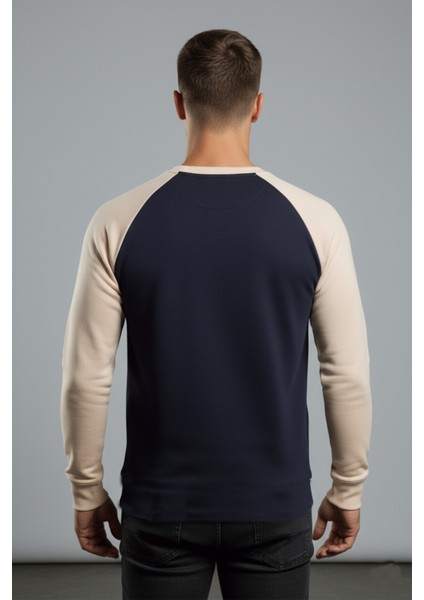 Erkek Lacivert Fitilli Şardonlu Sweatshirt - Pamuklu, Likralı, Rahat Kalıp Sweatshirt 2601510 fiyatları