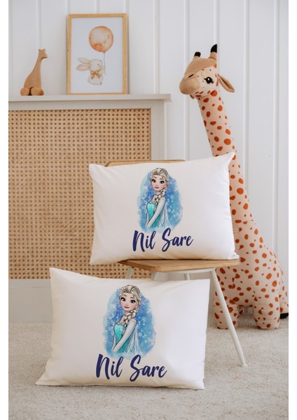 %100 Pamuk Isme Özel 2li Ekru Bebek Yastık Kılıfı 35X45 Cm-Elsa