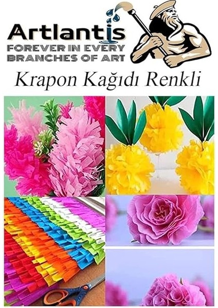 Fosforlu Krapon Kağıdı 5 Renk 50X200 cm 1 Paket Grapon Kağıdı Karışık Renkli 5'li Okul Sınıf Kreş modelleri