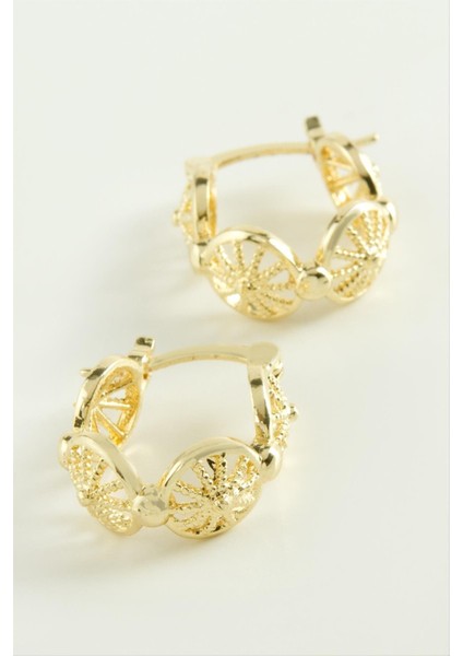 Lzrdwzrd Yıldız Kilitli Halka Küpe-Sarı