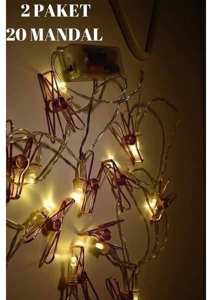 Bakır Renkli LED Işıklı Fotoğraf Asma Işık Süsleme Mandalları indirimleri