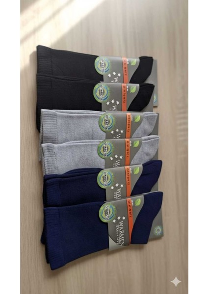 Bambu Erkek Diyabetik Çorap, Dikişsiz Burun, Hava Aldıran Örgü 6'lı Paket
