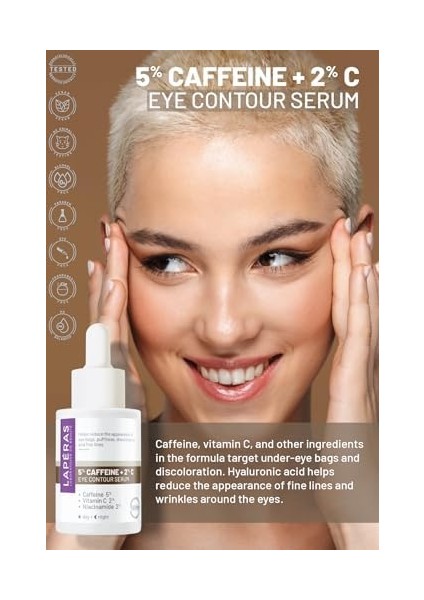Lapéras 5% Caffein 2% Vitamin C Under Eye Serum, Aydınlatıcı Göz Serumu, 30 ml