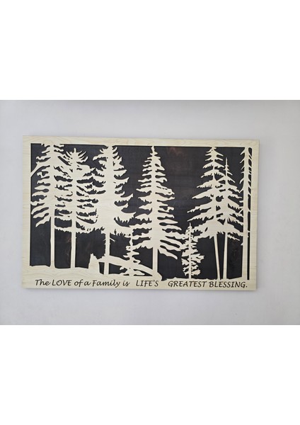 The Love Of A Family – Lazer Kesim Ahşap Duvar Tablosu 3mm Akçaağaç + 8mm Kontrplak 78X50 cm
