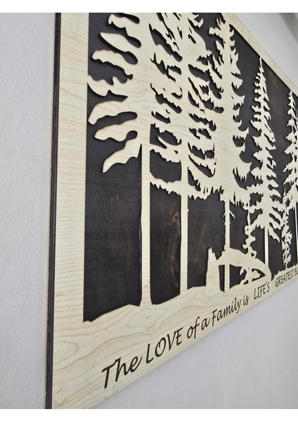 The Love Of A Family – Lazer Kesim Ahşap Duvar Tablosu 3mm Akçaağaç + 8mm Kontrplak 78X50 cm fiyatları