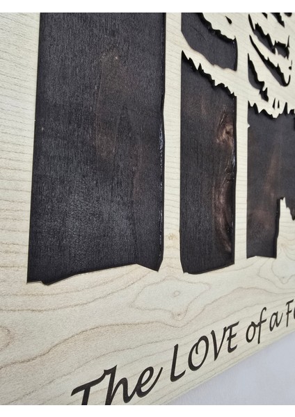 The Love Of A Family – Lazer Kesim Ahşap Duvar Tablosu 3mm Akçaağaç + 8mm Kontrplak 78X50 cm
