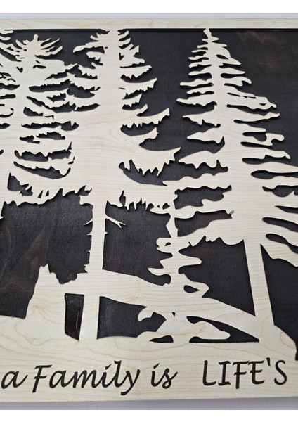 The Love Of A Family – Lazer Kesim Ahşap Duvar Tablosu 3mm Akçaağaç + 8mm Kontrplak 78X50 cm indirimleri