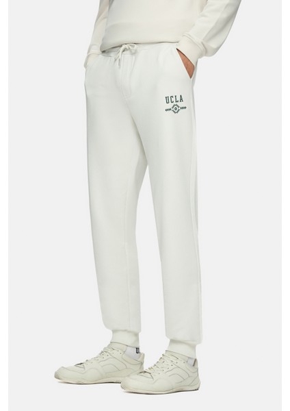 Madoc Kemik Rengi Daralan Kesim Paçası Lastikli Baskılı Standard Fit Erkek Eşofman Alt modelleri