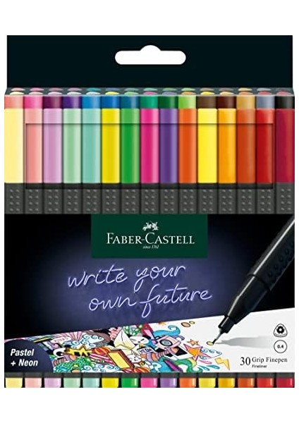 Grip Keçe Uçlu Seti, 30’lu, Pastel ve Neon Renkler, 0.4 mm Uç, Metal Destekli, Ergonomik Üçgen Gövde modelleri