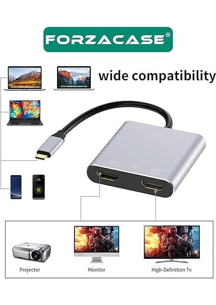Type-C To Çift HDMI 4K Ultra Hd Çevirici Adaptör Çift Ekran Dönüştürücü - FC485 modelleri