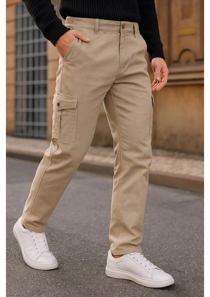 Erkek Bol Paça Trend Yüksek Bel Taş Kargo Pantolon