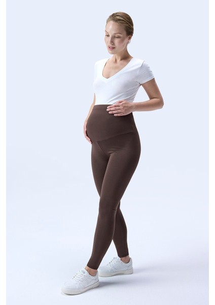 Imaj 344 Kahverengi Renk Toparlayıcı ve Extra Esnek Etkili Yüksek Bel Hamile Tayt