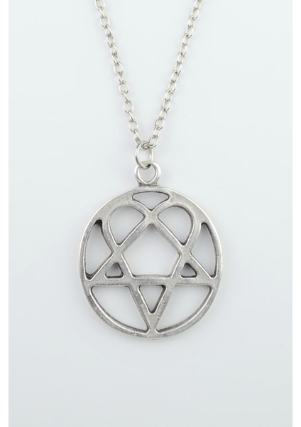 Heartagram Gümüş Kaplama Düz Zincir Kolye