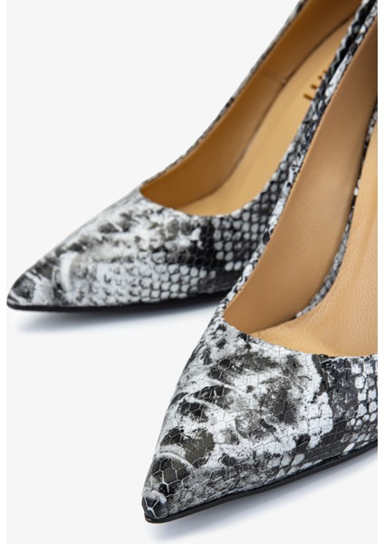 Kadın Hakiki Deri Gri Topuklu Ayakkabı 1168 8152 Bn Ayk SK25-26 Grı Yln Bsk modelleri