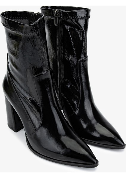 Kadın Deri & Suni Siyah Rugan Topuklu Bot 33 3333 Bn Bot SK25-26 Sıyah Rugan fiyatları