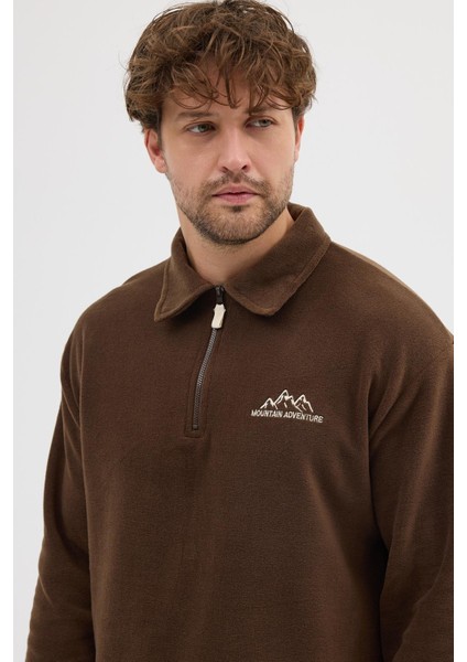 Erkek Tüylenme Yapmayan Soğuk Geçirmez Sweatshirt Kahverengi fırsatları