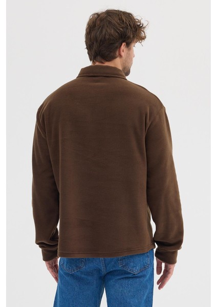 Erkek Tüylenme Yapmayan Soğuk Geçirmez Sweatshirt Kahverengi indirimleri
