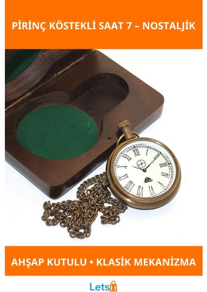 Ahşap Kutulu Nostaljik Pirinç Köstekli Saat