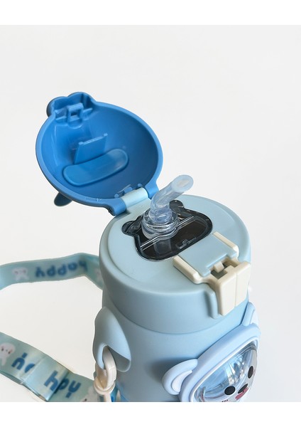 Mavi Tavşan Kulaklı Çoçuk Termosu Paslanmaz Çelik