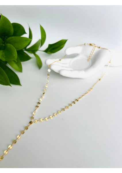 Işıltılı V Yaka Uyumlu Altın Renk Y Kolye – Şık Zincir Model fiyatları