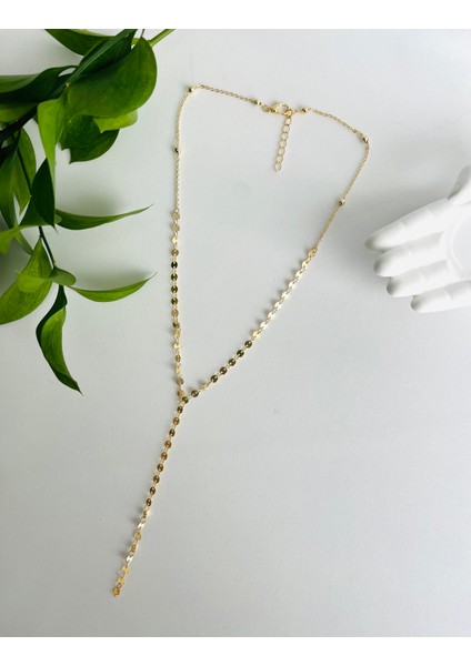 Işıltılı V Yaka Uyumlu Altın Renk Y Kolye – Şık Zincir Model fırsatları
